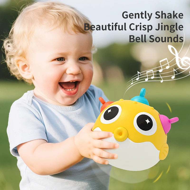 Baby Pufferfish Rattle Tumbler Toy | Teether & Bells 0–12M Baby Rattle Toy Richie's