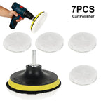 7-Pc 4" Wool Polishing Pads Kit – Hook & Loop Buffing Bonnets Car Polishing Pads Richie's