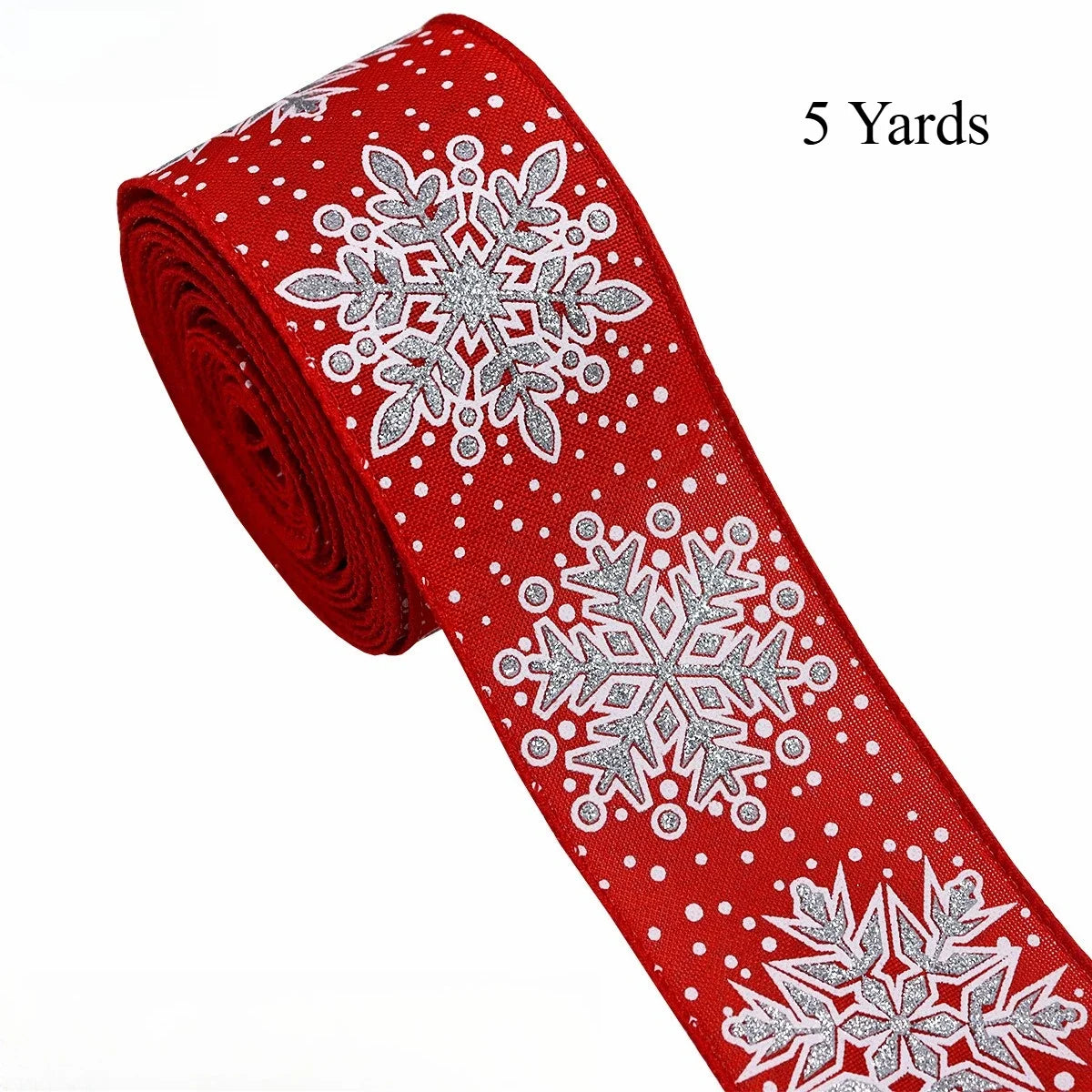 Christmas Snowflake Wired Ribbon – Red White Burlap Bow Christmas Ribbon Richie's B 5 Yards