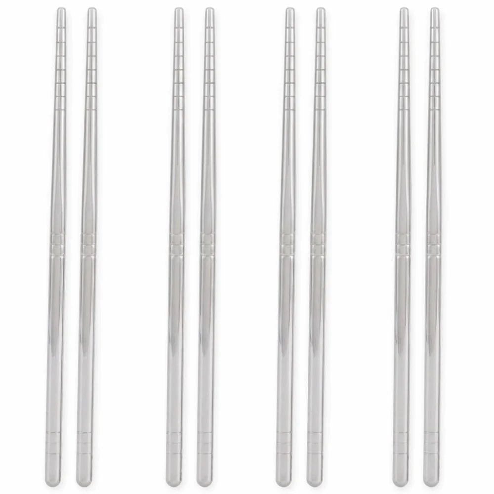 4 Pairs Stainless Steel Chopsticks – Non-Slip, Reusable Metal Chopsticks Set Richie's black