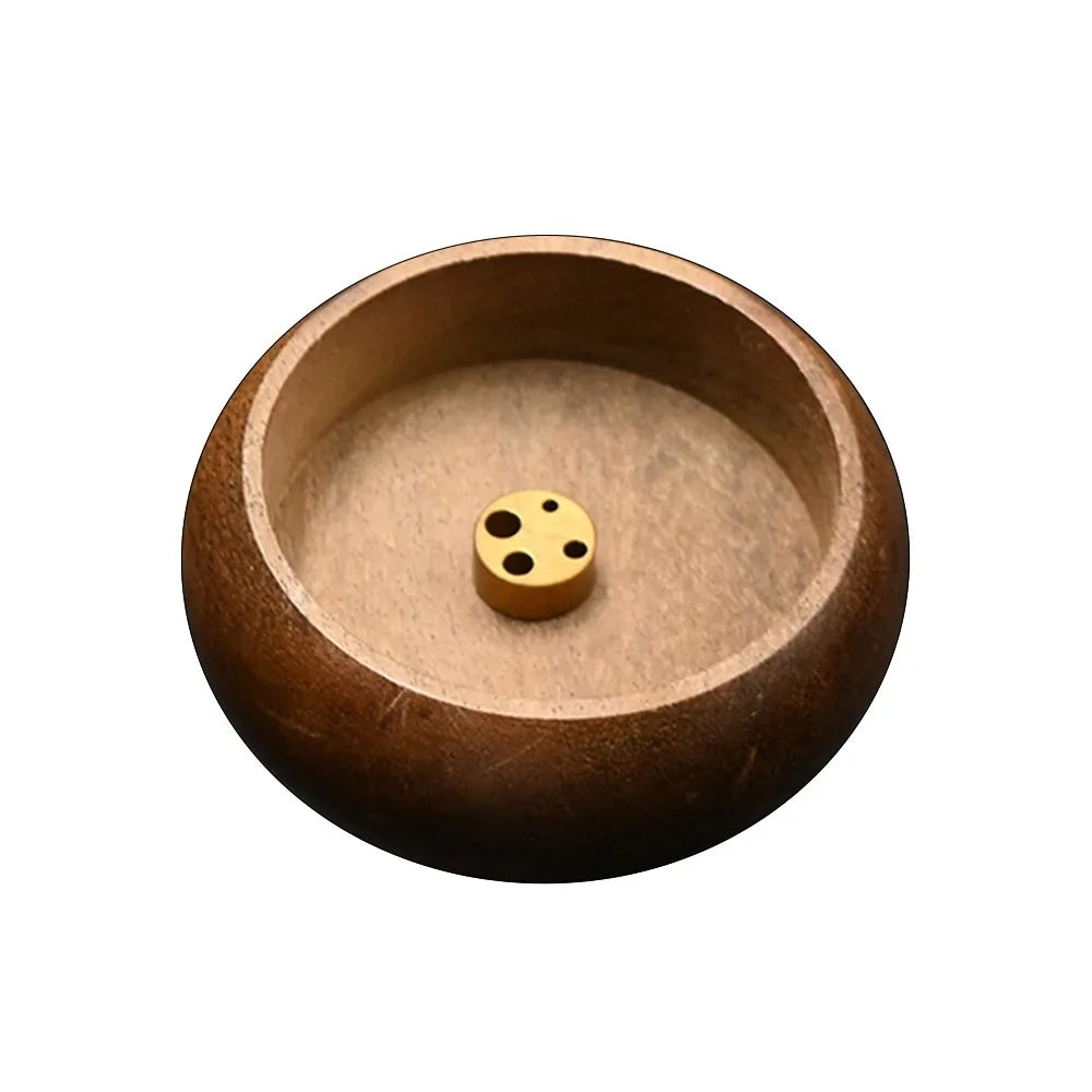 Wooden Incense Holder Bowl Heart Sutra Carved Mini Censer Incense Holder Richie's glossy-khaki