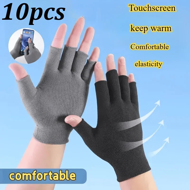 5 Pairs Breathable Fingerless Gloves Unisex – Black & Gray Fingerless Sport Gloves Richie's