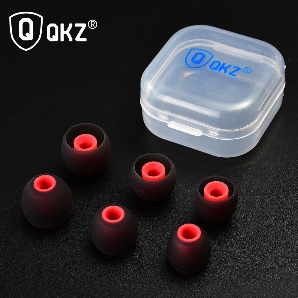 QKZ 3-Pair Silicone Memory Foam Ear Tips for KZ In-Ear Monitors Replacement Ear Tips Richie's 3Pairs Black Red 3Pairs