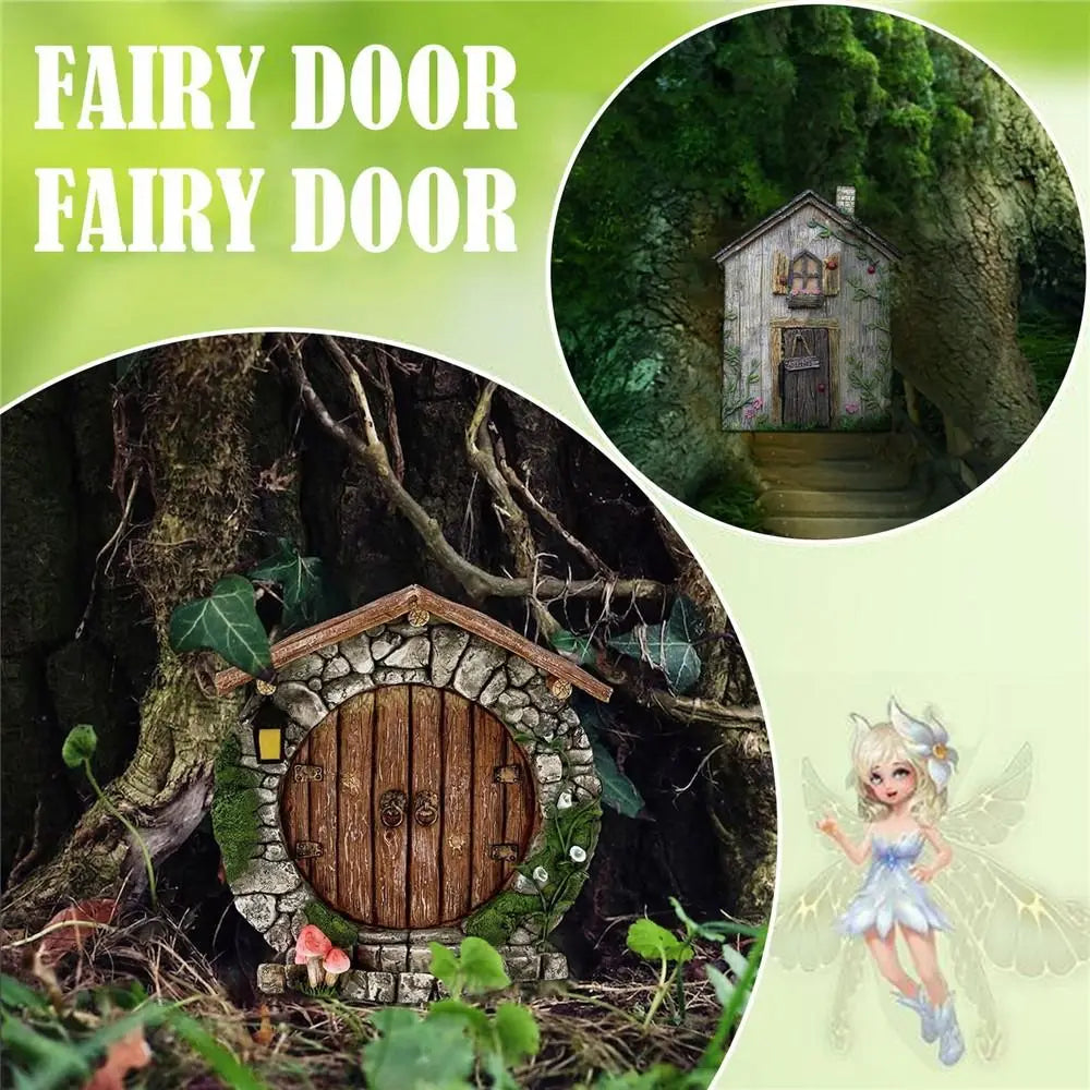 Miniature Fairy Gnome Wooden Door & Window Garden Decor Fairy Garden Decor Richie's