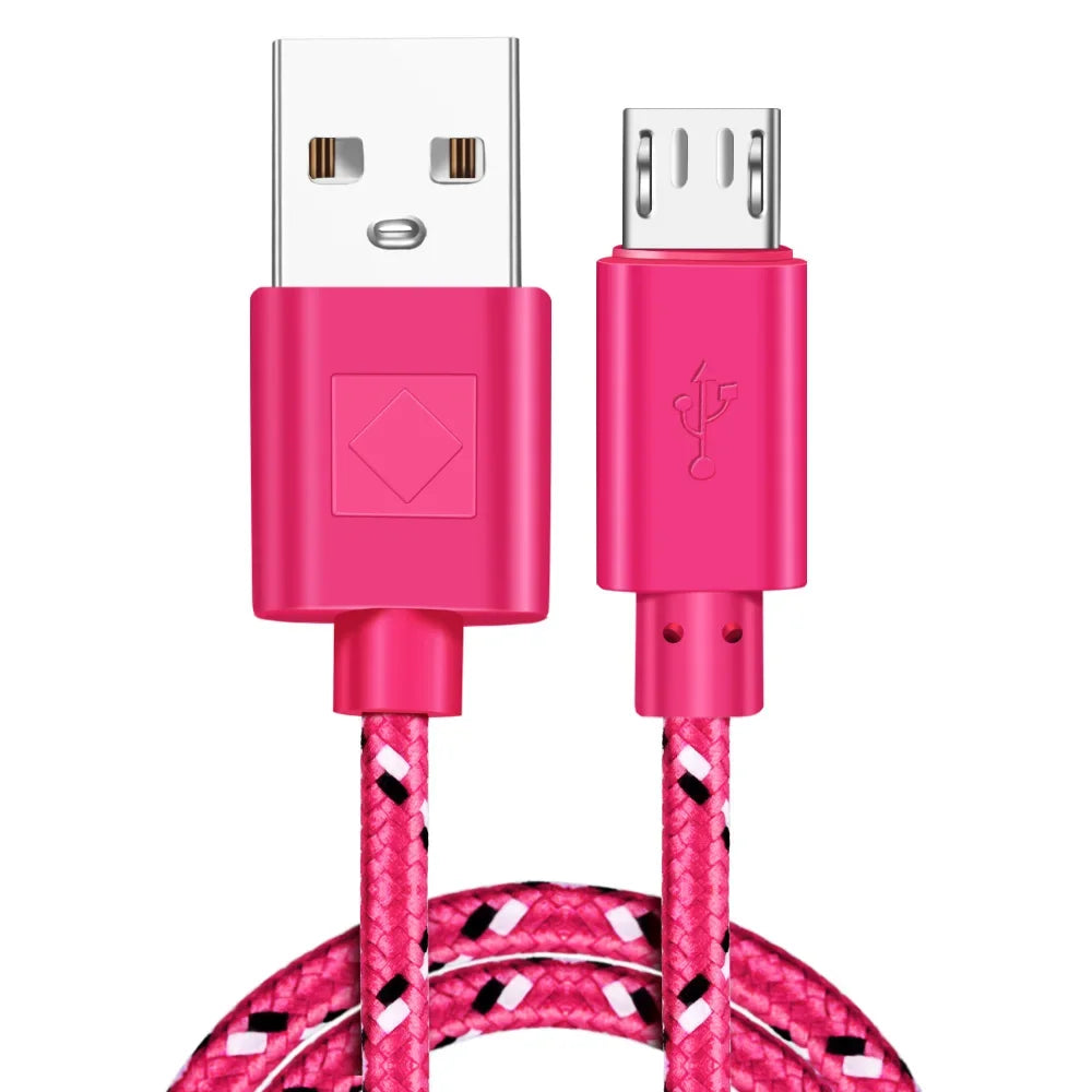 FUCHU 2m Nylon Braided Micro USB Fast Charging Cable – Multi-Color Micro USB Cable Richie's Claret 2m