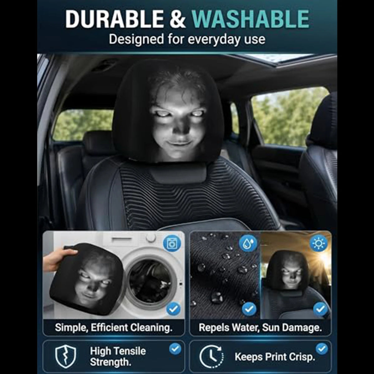 Halloween Scary Face Car Headrest Covers – 2-6 Pcs Universal Car Headrest Covers Richie's