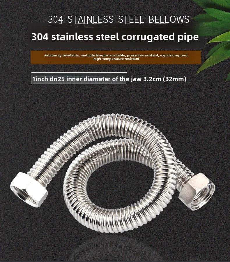 1" 304 Stainless Steel Bellows Metal Hose | High-Pressure Threaded Metal Bellows Hose Richie's