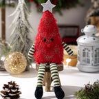 Fluffy Christmas Tree Figurine – LED Glowing 3D Xmas Décor Christmas Figurine Richie's Red A