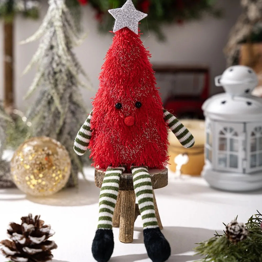 Fluffy Christmas Tree Figurine – LED Glowing Xmas Décor Christmas Figurine Richie's Red A