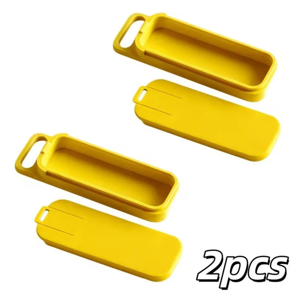 2pcs Mini Plastic Storage Box Sliding Lid & Handle Mini Storage Box Richie's Yellow