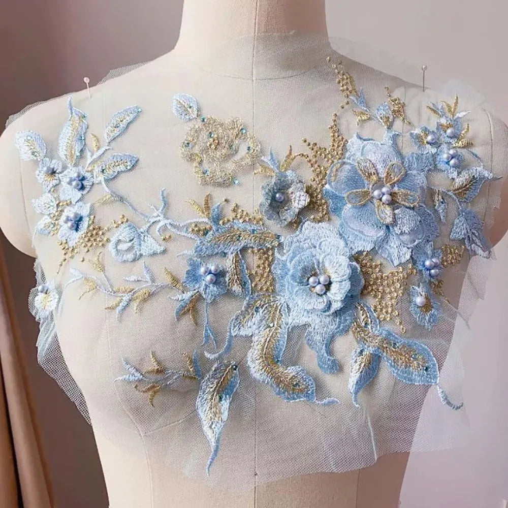 Sequin Embroidery Floral Patch – DIY Appliqué for Costumes Embroidery Appliqué Patch Richie's Sky Blue