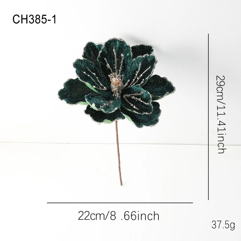 22CM Glitter Poinsettia Artificial Christmas Flower Decoration Christmas Flower Decoration Richie's