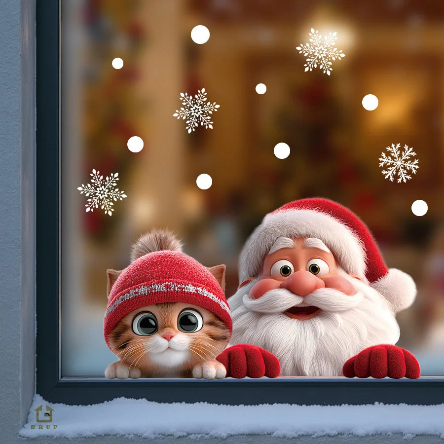 Santa Claus Static Cling Window Sticker – Reusable Xmas Decor Window Cling Decoration Richie's
