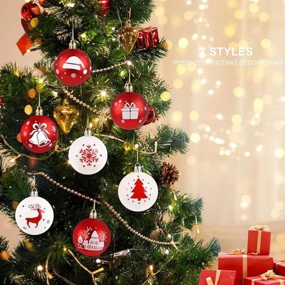 Polka Dot Glitter Christmas Ball Ornament Set – Red & White Christmas Ornament Set Richie's