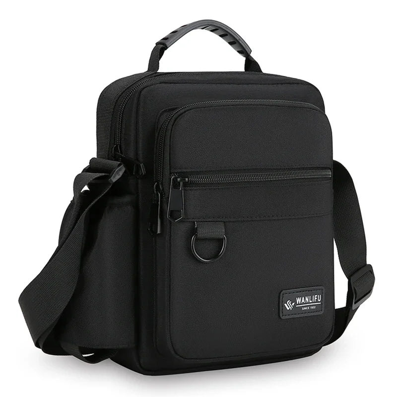 Men's Oxford Crossbody Bag – Shoulder Bag with Bottle Pocket Men's Crossbody Bag Richie's black 20cmX26cmX6cm