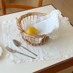 Korean Lace Ruffle Placemat – Cotton Coaster & Napkin Lace Ruffle Placemat Richie's