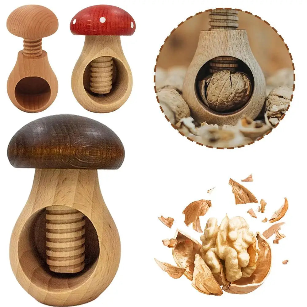 Wooden Mushroom Walnut Cracker – Manual Screw Press Nutcracker Manual Nutcracker Richie's
