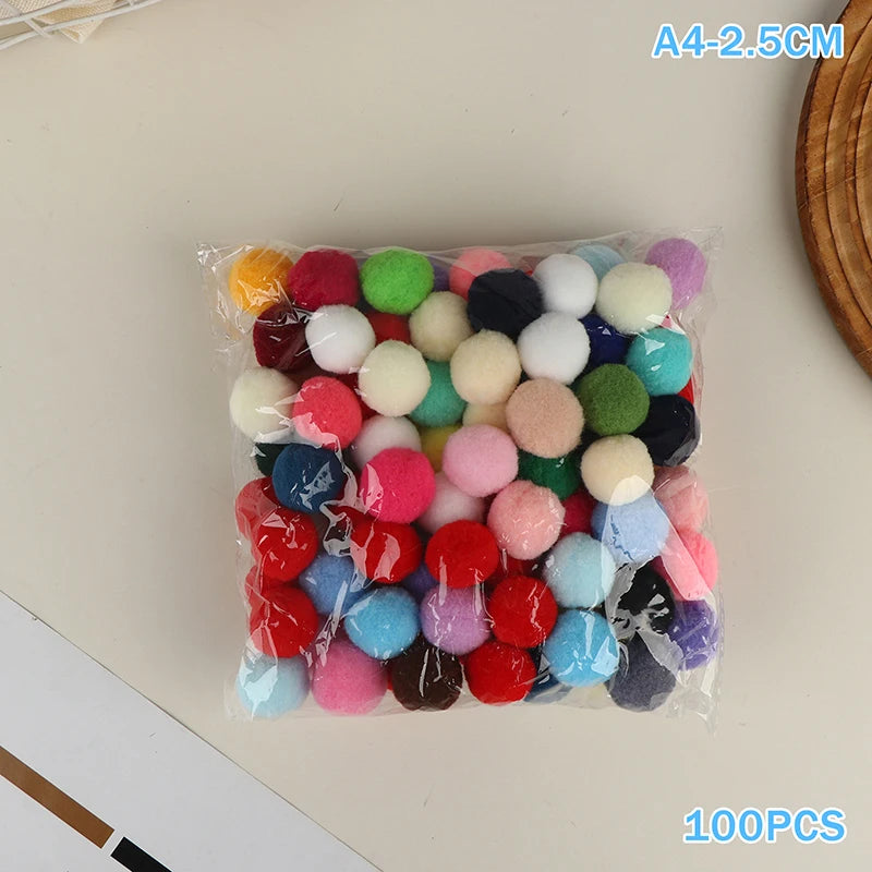 100 Pcs Fluffy Pom Poms 10–30mm | Kids DIY Craft Supplies DIY Craft Supplies Richie's A4
