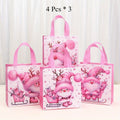 Christmas Gift Bags with Handles – Pink Santa Claus Tote Christmas Gift Bags Richie's Pink 12 Pcs