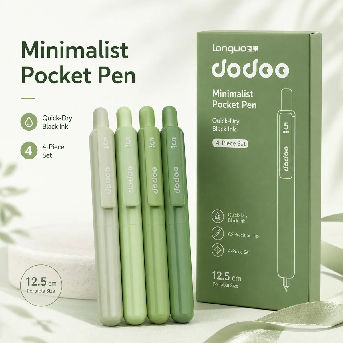 Matcha Green Mini Pocket Gel Pens 0.5mm Fine Point – Set of 4 Gel Pen Set Richie's
