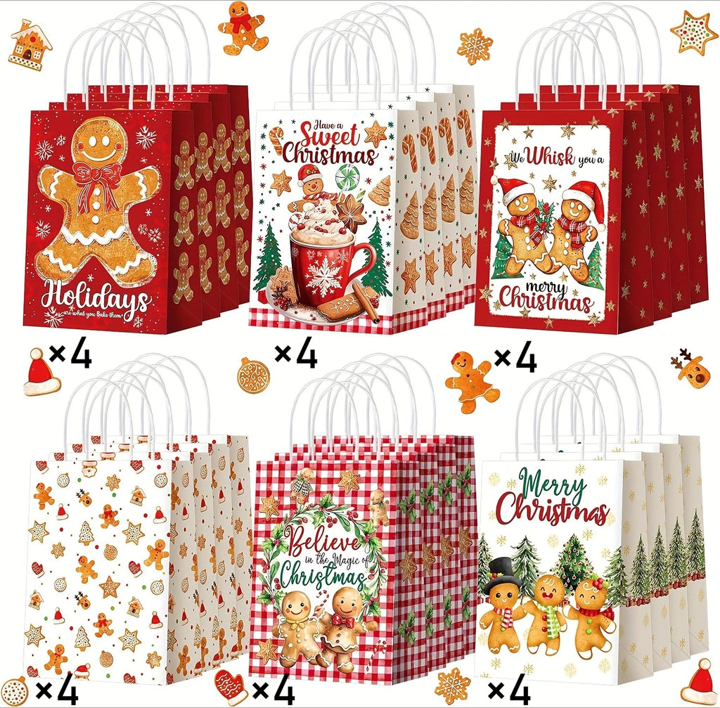 Christmas Paper Treat Bags with Handles – 6/12/24 Pack Christmas Gift Bags Richie's 24pcs