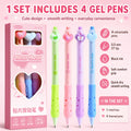 Kawaii Heart Gel Pens 4 Pack – Pastel Black Ink, Retractable Gel Pen Set Richie's black