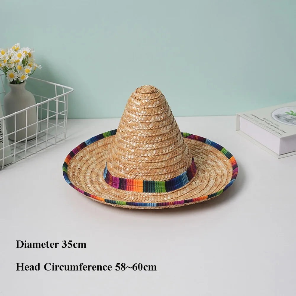 Unisex Mexican Straw Hat – Wide Brim Sun Protection Beach Hat Straw Sun Hat Richie's 6
