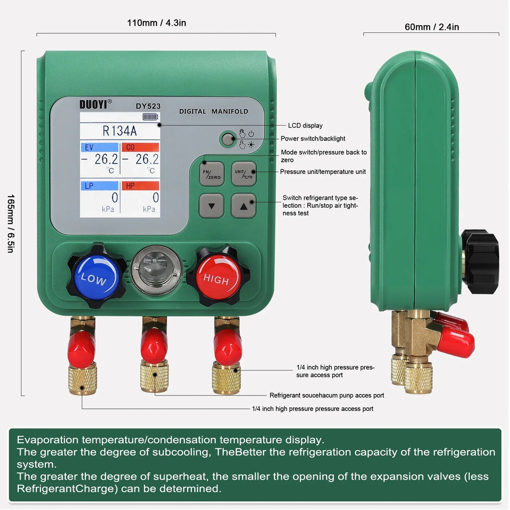 Digital Manifold Gauge – AC Refrigerant Vacuum Pressure Meter Digital Manifold Gauge Richie's