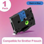 Markdomain TZe Compatible Laminated Label Tape for Brother PT Label Printer Tape Richie's Black on Blue 12mm