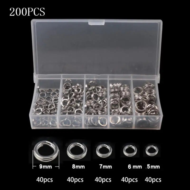 200PCS Stainless Steel Fishing Split Rings 5-Size Lure Connector Set Fishing Split Rings Richie's