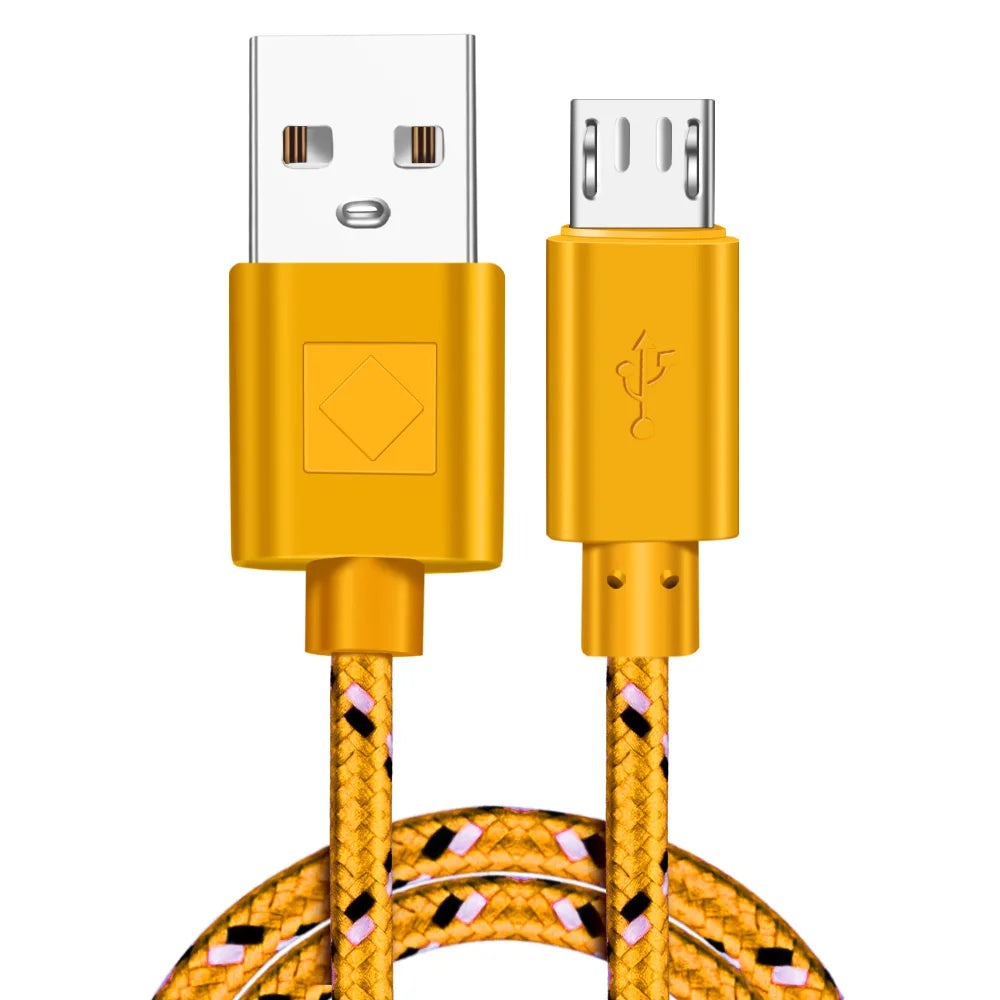 FUCHU 2m Nylon Braided Micro USB Fast Charging Cable – Multi-Color Micro USB Cable Richie's Yello 2m
