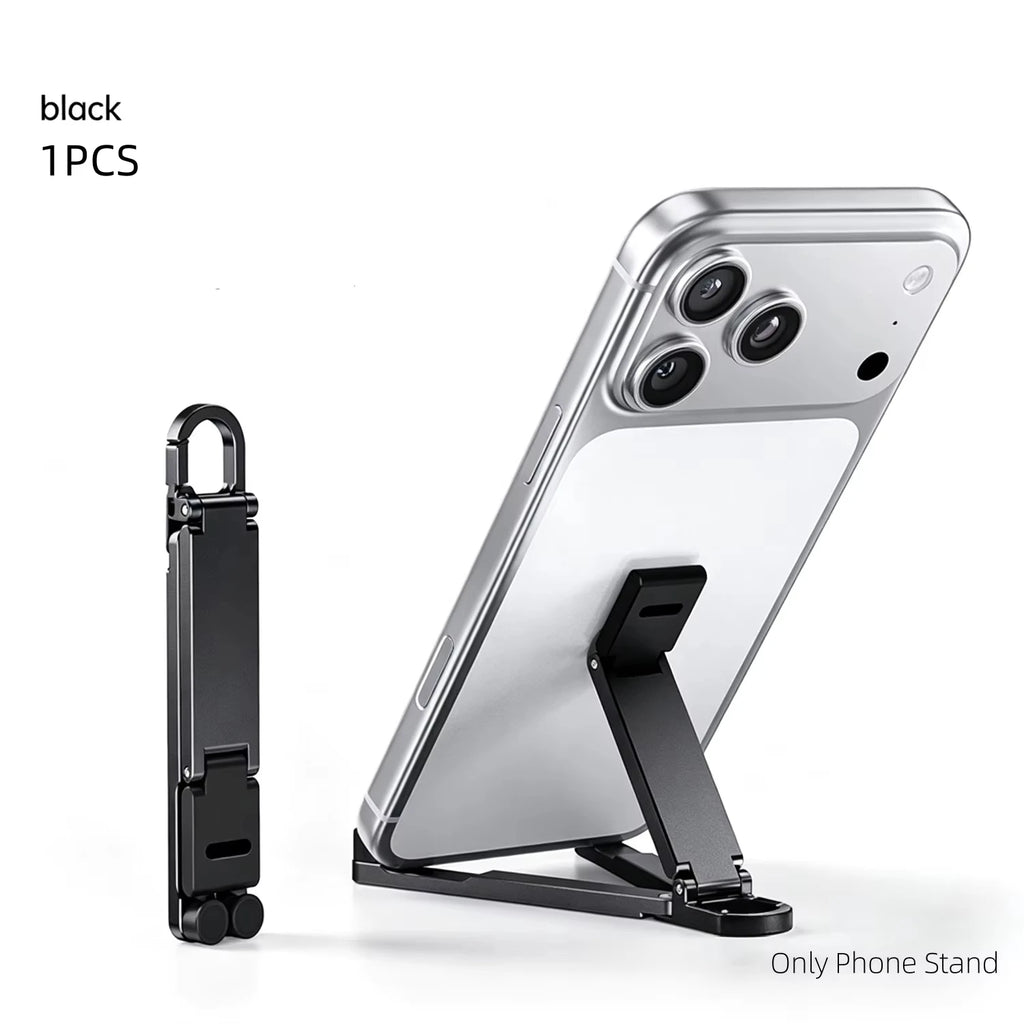 Mini Foldable Keychain Phone Stand – Multi-Angle Adjustable Phone Stand Richie's Black