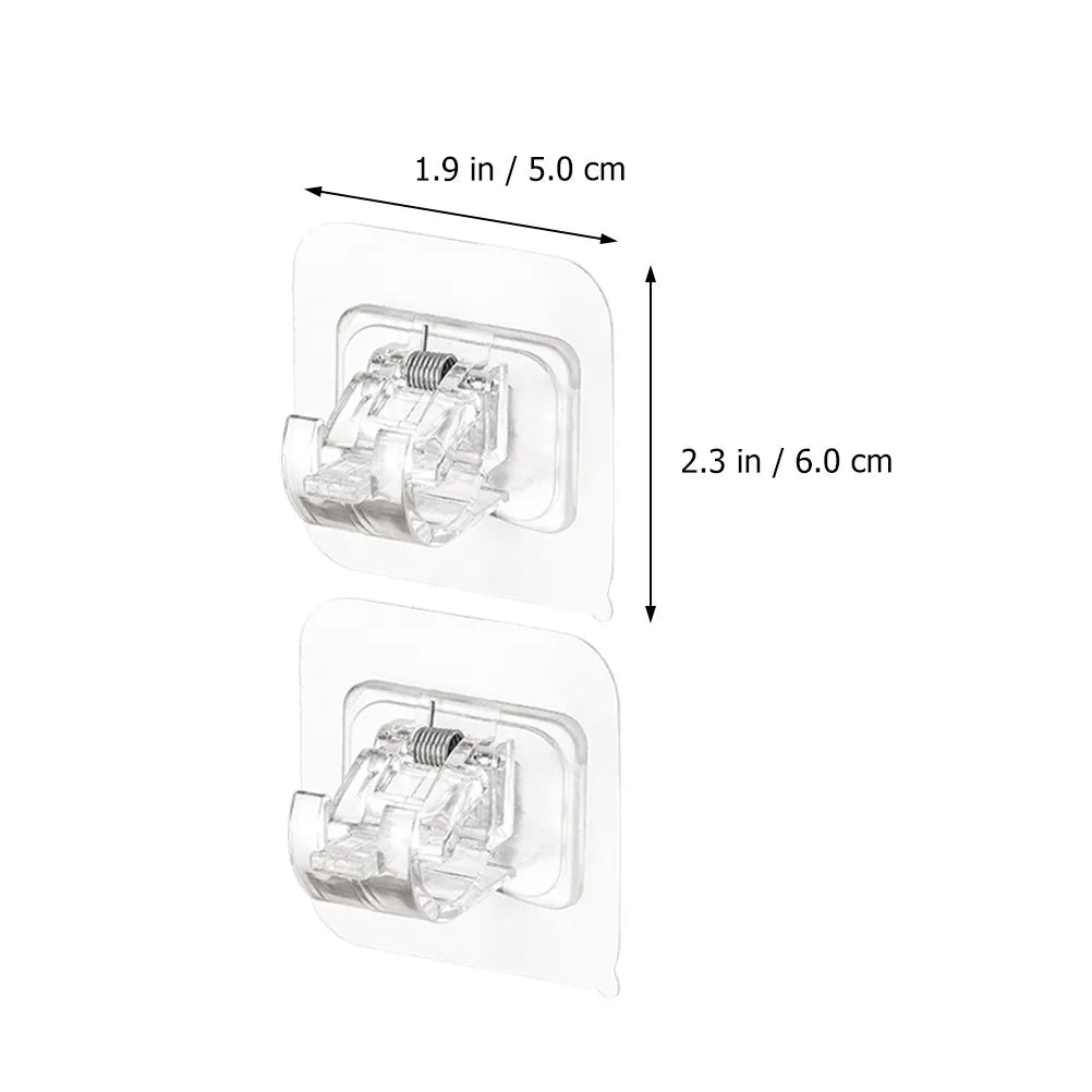 4Pcs Self-Adhesive Curtain Rod Clips – Clear, No-Drill Holders Curtain Rod Clips Richie's