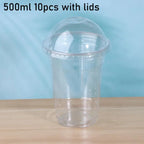 Clear Disposable PET Cups with Lids & Straws – 10 Pack Set Disposable Drinkware Set Richie's 500ML