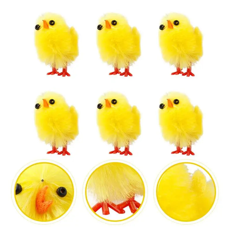 6-Pack Miniature Easter Chick Figurines Yellow Plastic Décor Easter Figurine Set Richie's