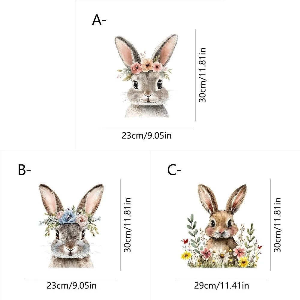 Easter Rabbit Flower Wall Stickers – Removable PVC Decals Wall Stickers Richie's