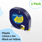 Dymo LetraTag 12mm Compatible Label Tape White – 91201/91200 Label Maker Tape Richie's Black on Yellow