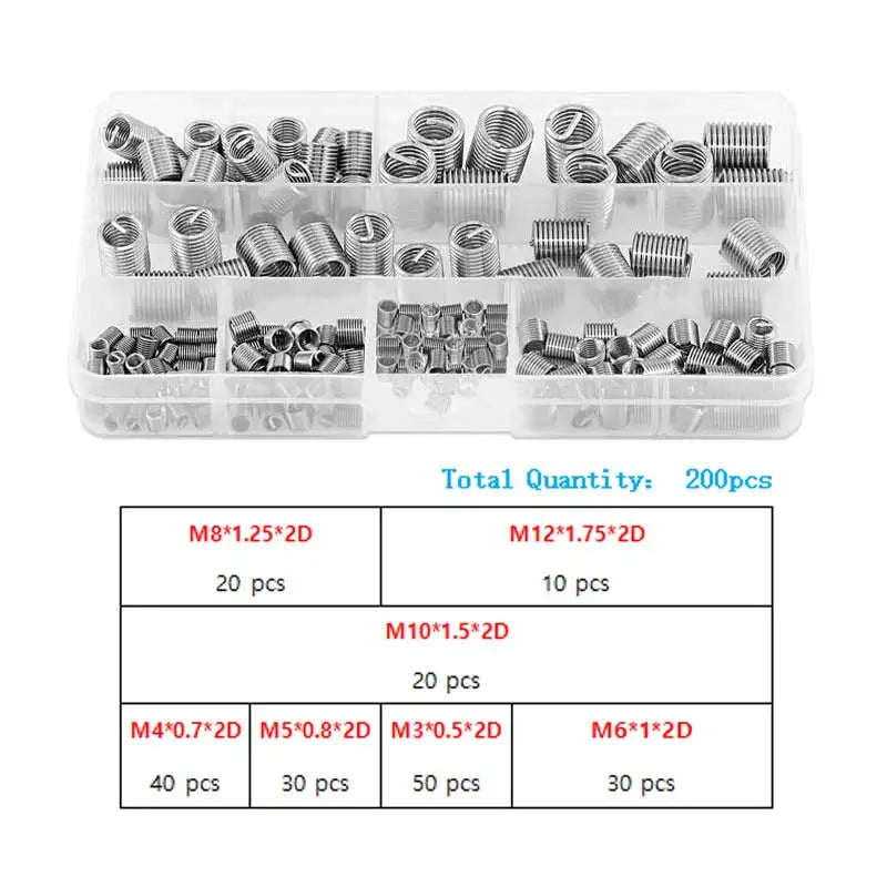 Stainless Steel Thread Repair Insert Set M3–M12 | 60–300 Pcs Thread Repair Insert Set Richie's 200pcs-box-7