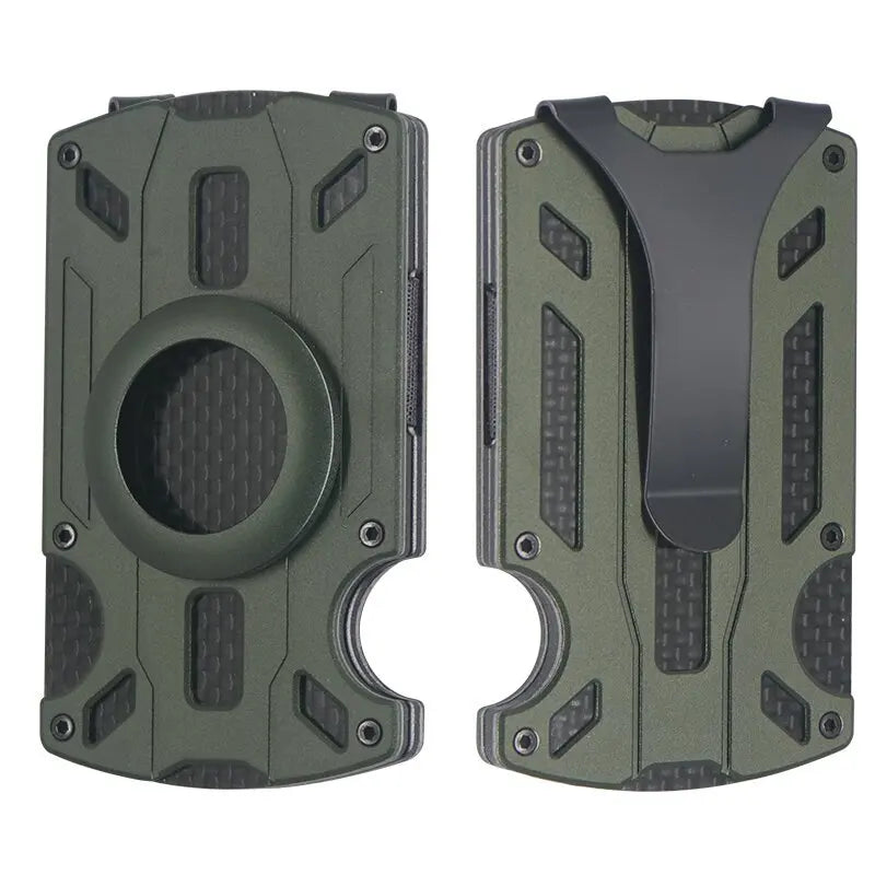 Zeeker Slim Metal RFID Wallet – Carbon Fiber Money Clip Metal Card Wallet Richie's Green air tag