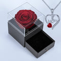 "MOM I Love You" Heart Pendant Necklace with Rose Gift Box Pendant Necklace Gift Set Richie's Red 12x12x11cm