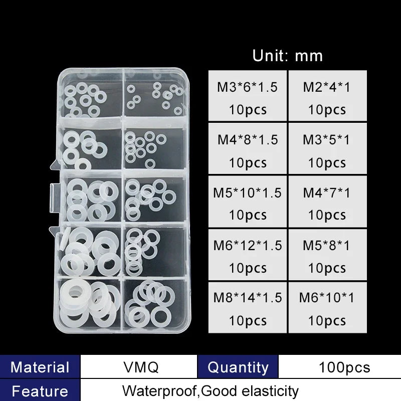 Nitrile Silicone Rubber O-Ring Flat Gasket Faucet Repair Kit Rubber Gasket Kit Richie's One Box BVW-100-flat gasket