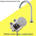 Brass Foot-Operated Faucet – Hands-Free Single Cold Basin Tap Foot-Operated Faucet Richie's Inclined foot faucet
