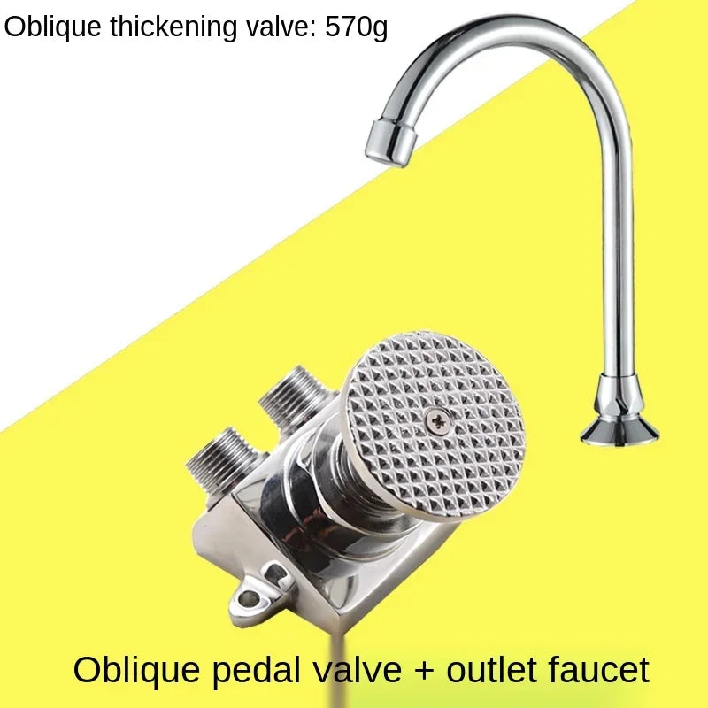 Brass Foot-Operated Faucet – Hands-Free Single Cold Basin Tap Foot-Operated Faucet Richie's Inclined foot faucet
