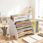 5-Layer Vertical Desktop File Rack | Multi-Compartment Organizer Desktop File Organizer Richie's