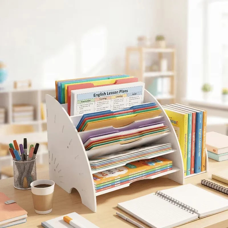 5-Layer Vertical Desktop File Rack | Multi-Compartment Organizer Desktop File Organizer Richie's