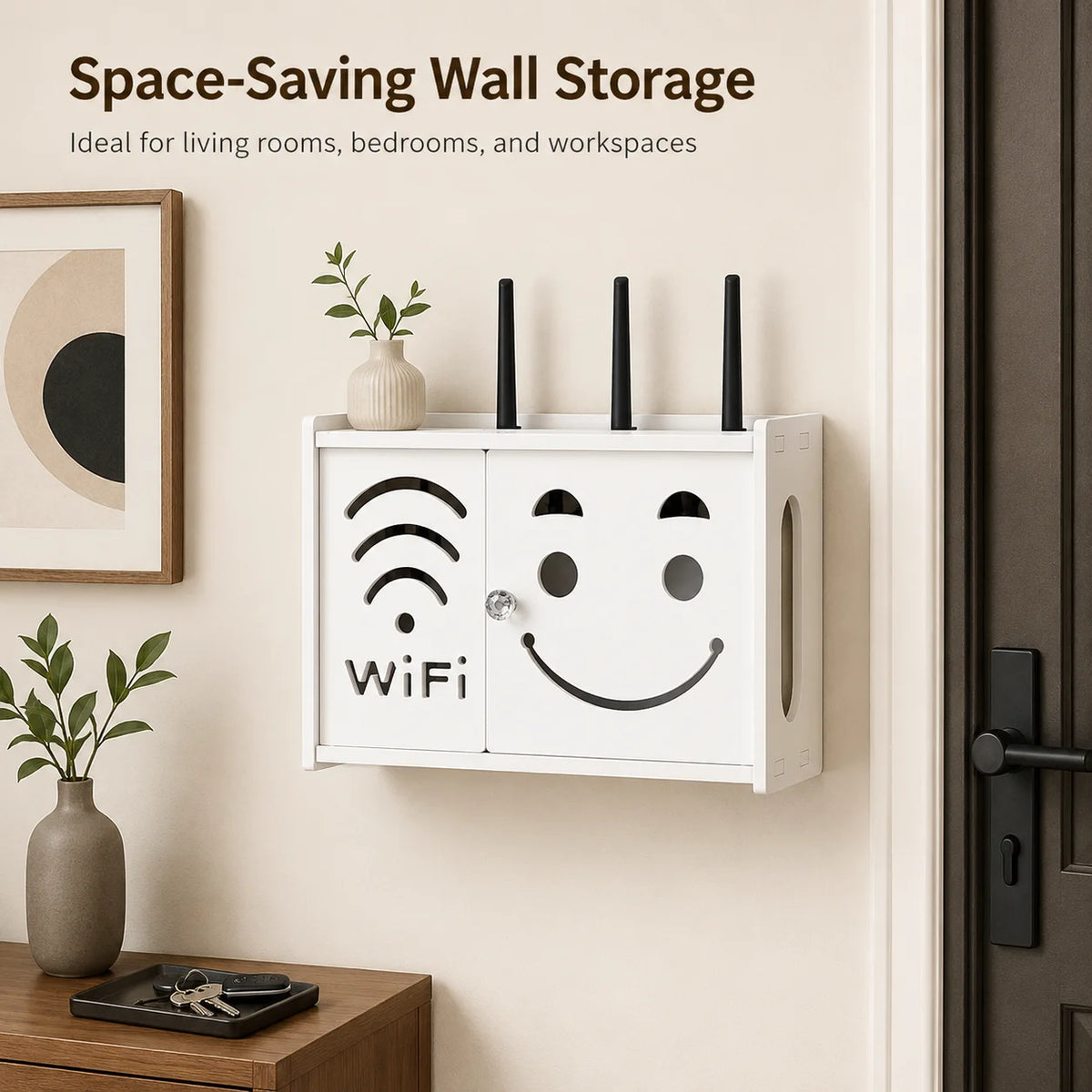 Wall-Mounted WiFi Router Cabinet & Cable Storage Box Router Storage Cabinet Richie's