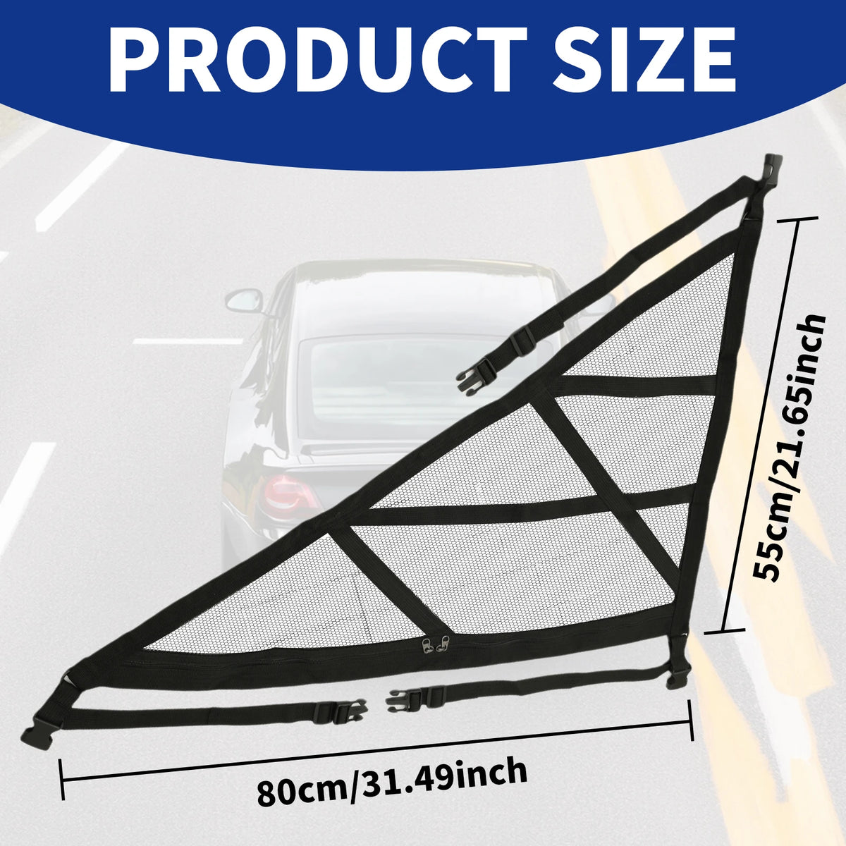 Triangular Car Ceiling Cargo Net – SUV Roof Organizer 80×55cm Car Roof Cargo Net Richie's black 1pc