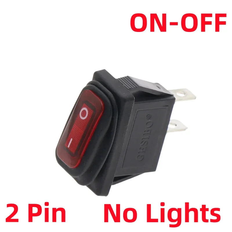 KCD3 Waterproof Rocker Switch 2-Pin ON-OFF 15A 250VAC Rocker Switch Richie's 2D2P-Red No Light