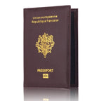 France Passport Cover PU Leather Travel Wallet Card Holder Passport Travel Wallet Richie's Dark Brown
