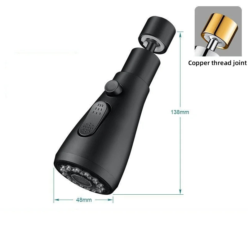 360° Rotating Faucet Aerator Extender – 3-Mode Water Saver Faucet Aerator Richie's black